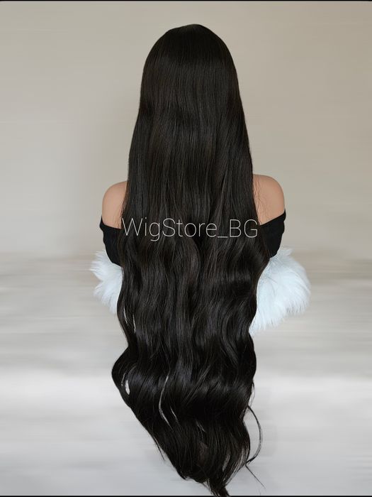 Тъмно кафява дълга перука без бретон на леки вълни