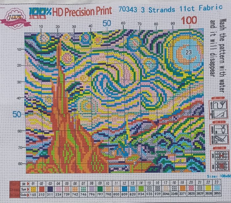 Kit goblen de cusut, punct în cruce, după tabloul lui Van Gogh, Cer înstelat