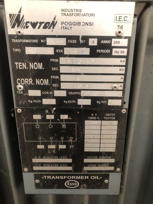 Transformator 160 kVA | 20 kV / 400 V | Neutilizat