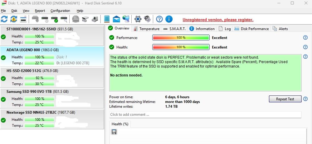 SSD NVME M.2 ADATA Legend 800 2TB 100% Life