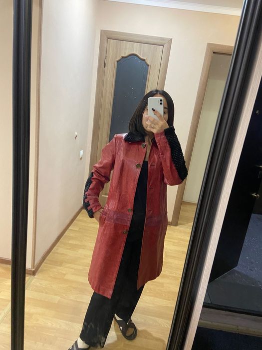 Кожанный плащ осень,весна.