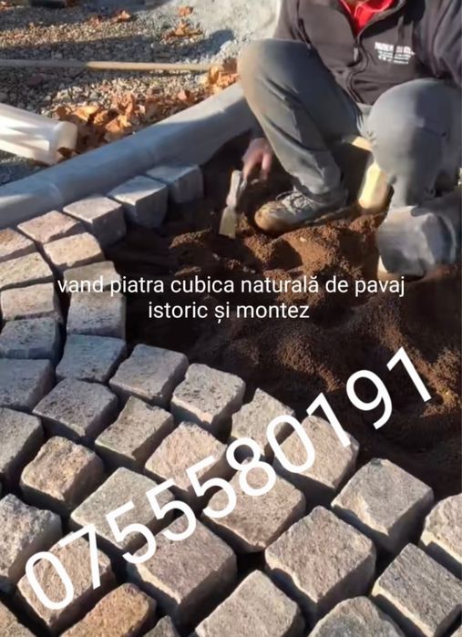 Vând piatră cubică naturală de pavaj istoric și montez