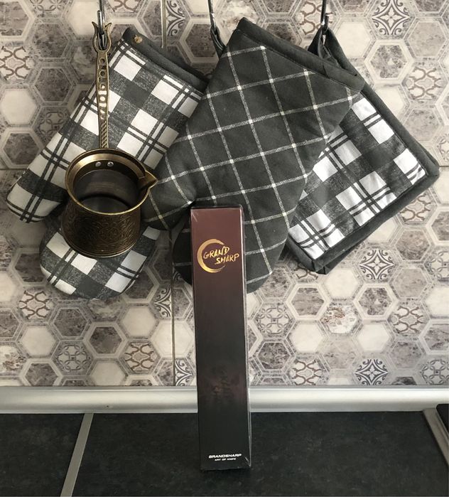 Професионален  Нож Сантоку (Santoku) - Японска дамаска стомана + Опция  Гравиране на Надпис