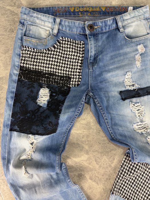 Blugi Desigual originali mărimea 32 – Model deosebit cu inserții și rupturi