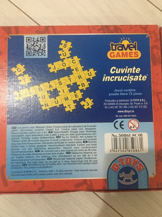 Joc - ceas, Cuvinte încrucisate, carte litere si cifre, culori
