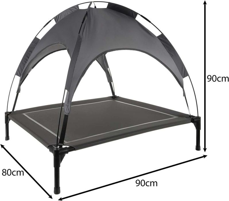 Pat caini ridicat cu acoperis si parasolar detasabil XXL 90x90cm