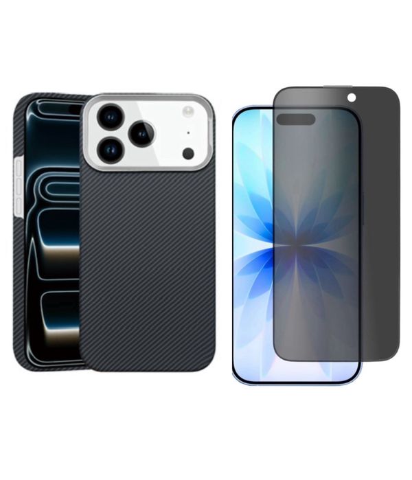 Iphone 17 Pro 17 Pro Max Husa Fibra Carbon Covered + Folie Sticla Full Edge