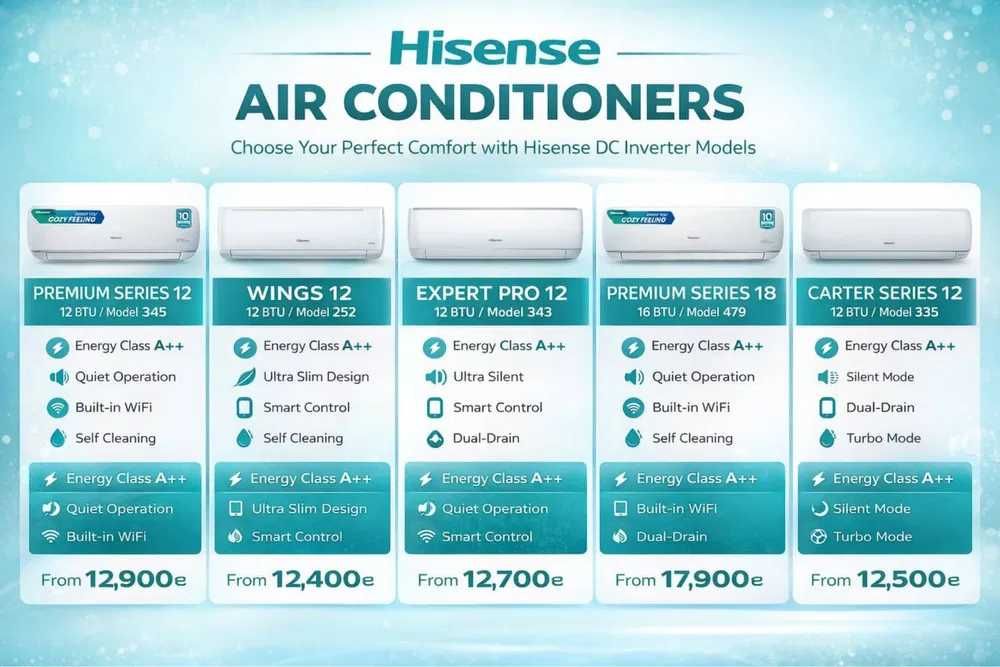 Кондиционеры Hisense Wings / Expert Pro / Carter / Premium 12/18 оптом
