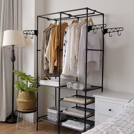 Стилна Двойна етажерка за дрехи тип органайзер открит гардероб