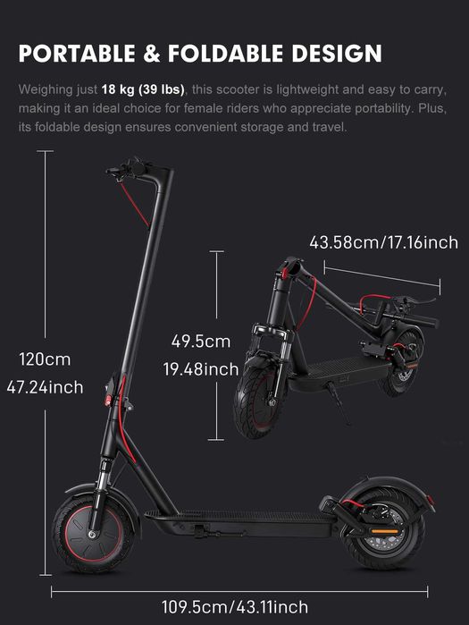 Нова електрическа тротинетка с Амортисьори Преден и заден ,