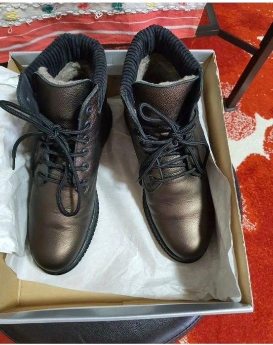 Ghete imblanite doamne/adolescente, din piele naturala, model aramiu,