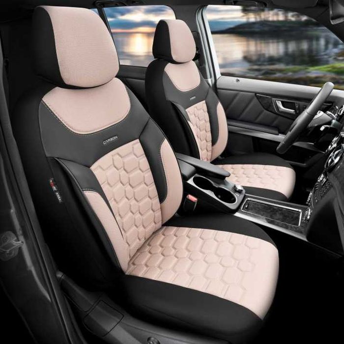 Луксозна тапицерия OTOM Carbon Design бежово-черна с бежов шев