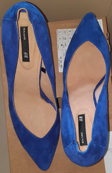 H&M pantofi stiletto albastrii,  marimea 40,5