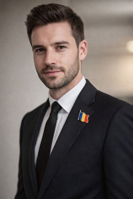 Brosa/pin cu steagul Romaniei finisaj auriu rafinat accesoriu elegant