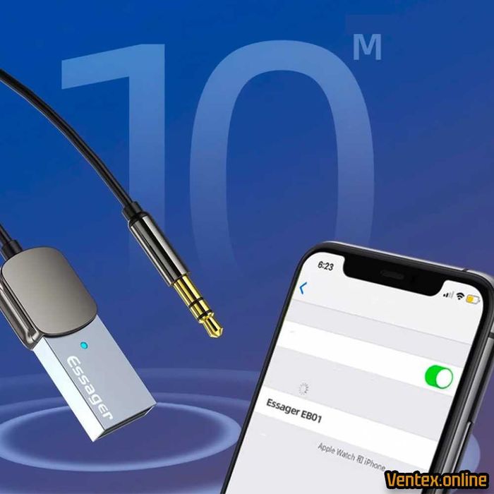 Безжичен Bluetooth 5.0 аудио адаптер за автомобил блутут AUX HiFi