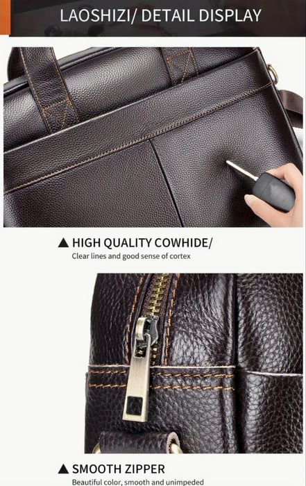 Мъжка кожена чанта за лаптоп 15,6”/Премиум естест. кожа -10% Промоция!