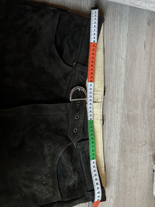 Pantaloni Autentici din Piele Întoarsă Naturală + Curea Piele