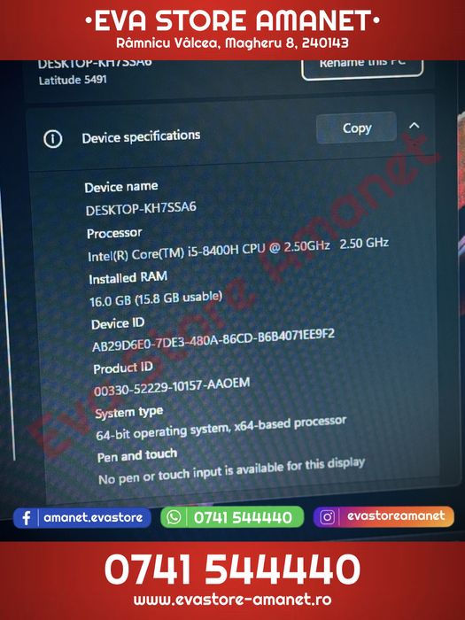 DELL LATITUDE 5491 i7 8850H. RAM 8G. SSD256G. MÀN HÌNH 14 INCH FULLHD