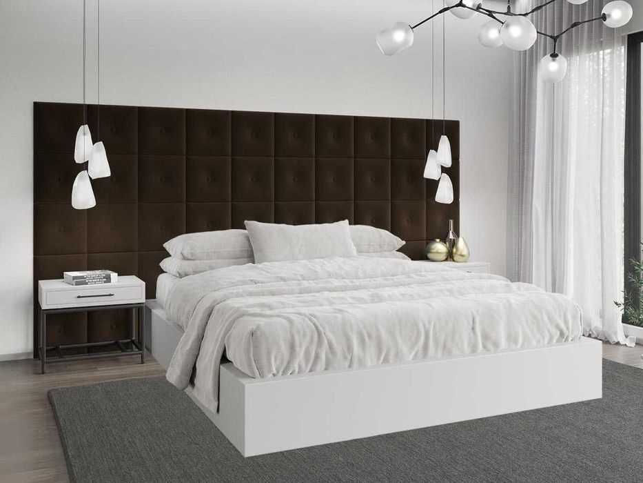 Panou decorativ tapitat – patrat cu buton