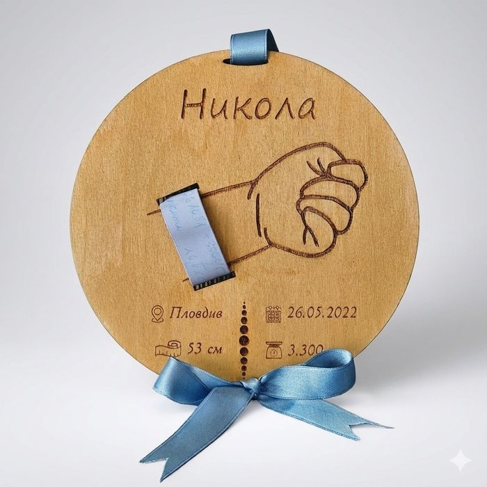 Бебешка визитка от дърво