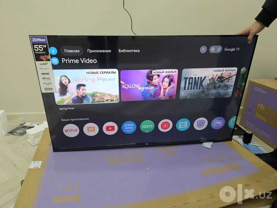 Ziffler Телевизор 55/65 QLED 4K Smart TV прошивка доставка  бесплатно
