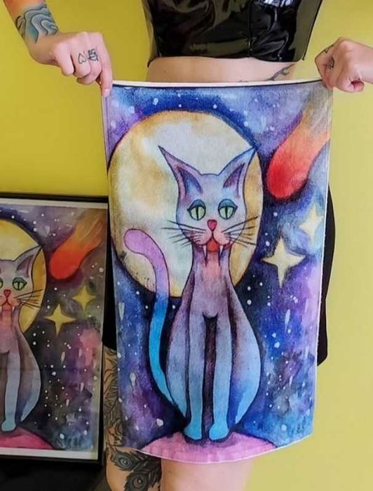 Хавлия "котка в космоса" 30х50 см