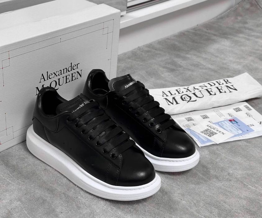 Adidasi Alexander Mcqueen piele naturala negri albi