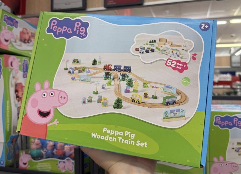 Sina de tren lemn cu personaje Peppa