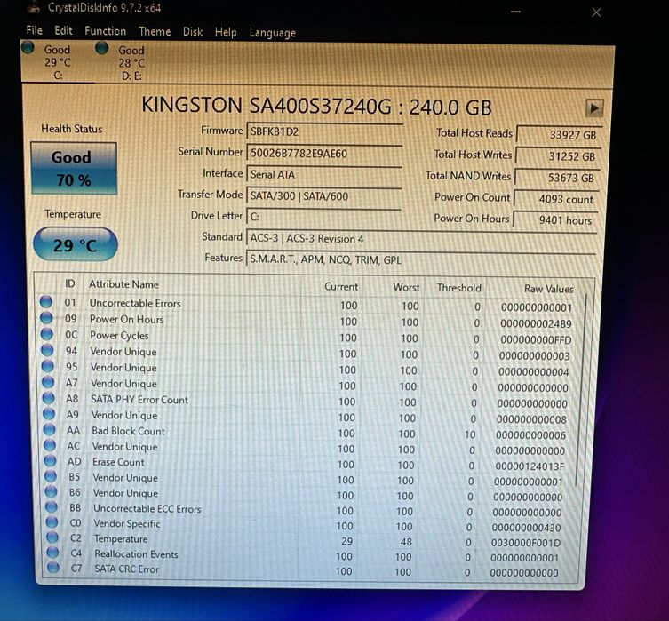 Vand ssd 240GB si HDD 500 GB