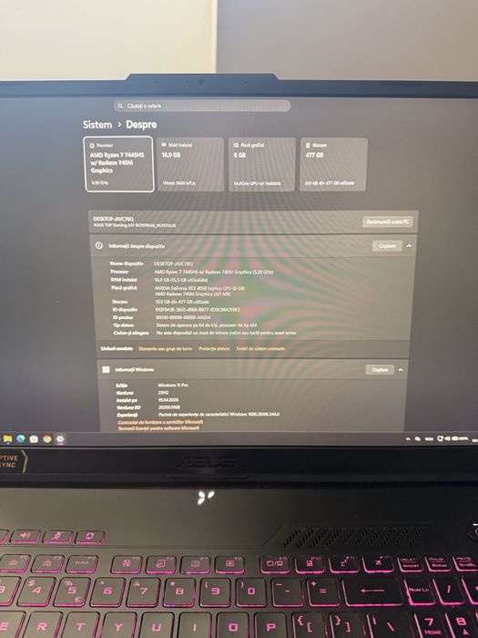 ASUS TUF Gaming A17 – Ryzen 7 / RTX 4050 / 16GB RAM / 144Hz