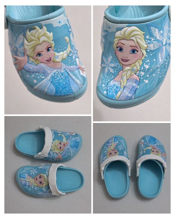 Slapi CROCS Frozen Elsa Light Clg K Ice Blue cu luminite, sandale apa, saboti plaja C11 sau Nr. 28 - 29 EU