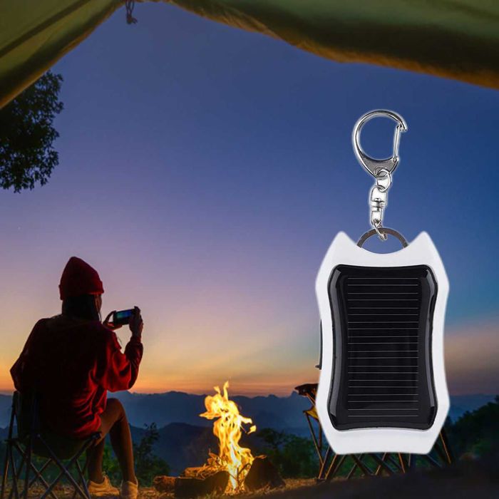 Solar Power Bank Keychain with LED Torch