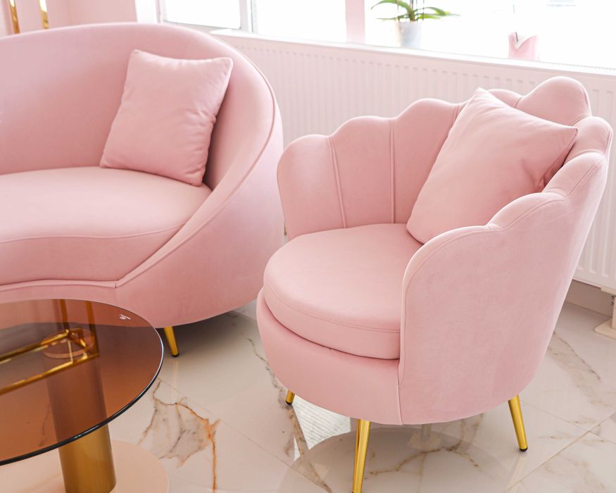 Set Canapea cu 2 fotolii Roz | Elegant si Rafinat pentru spatii de lux