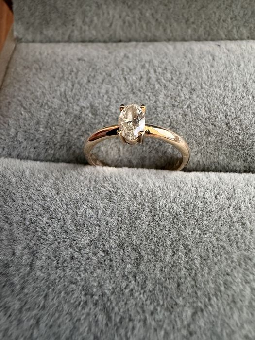 Inel logodna aur roz 18K, diamant natural 0.3ct