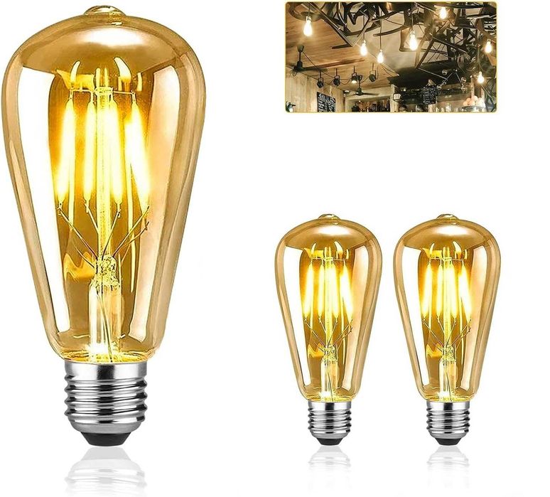 Топ цена! EYLM Vintage Edison LED крушки ST64 E27 4W 3 броя димируеми