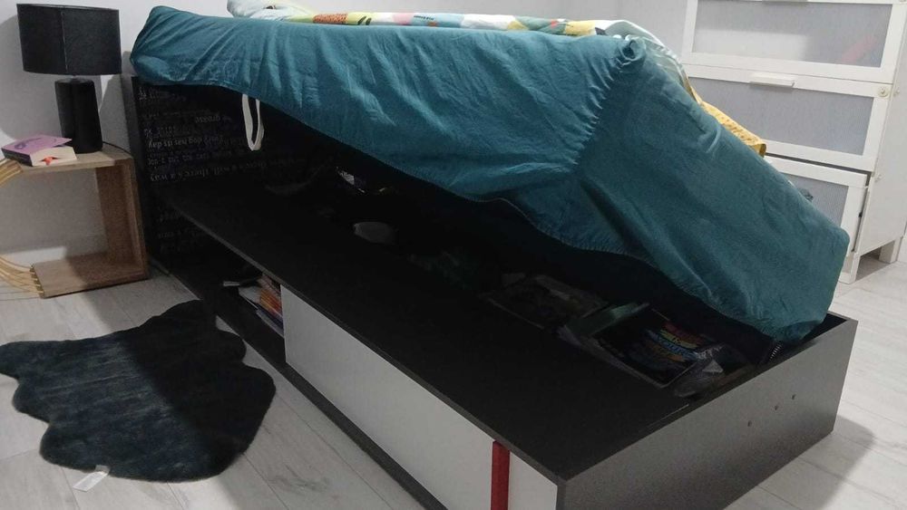 Pat copil 90x200cm cu lada si saltea incluse