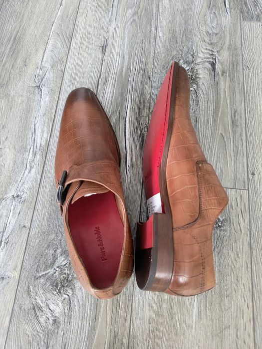 Pantofi din piele naturala de culoare coniac cu cataramă mărimea 42