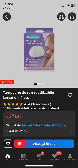 Tampnae sani reutilizabile lansinoh