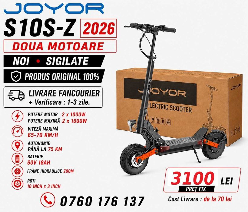 Sigilata Noua‼️JOYOR S10-SZ 2026‼️Doua Motoare 2000W 2x100W‼️70Km/h‼️60V