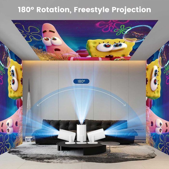 Преносим мини проектор, WIFI 6 и Bluetooth, 4K 1080P, автофокус