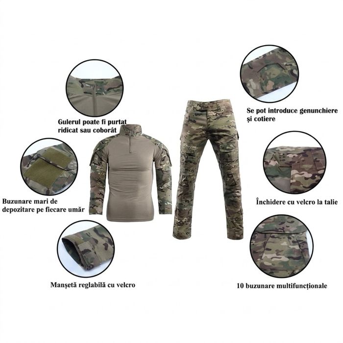 Costum Tactic Camuflaj Airsoft BDU Camașa si Pantaloni Marime L Nou