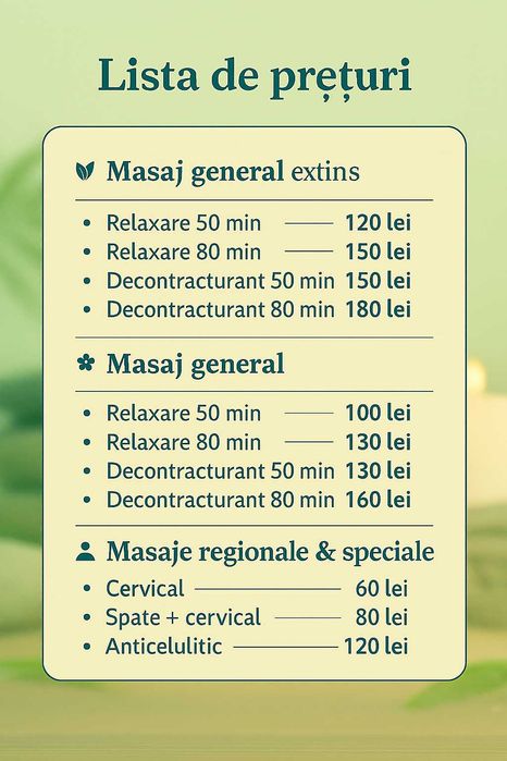 30% reducere la masajele de 50 minute.   Pătrașcu-Atelierul de Masaj
