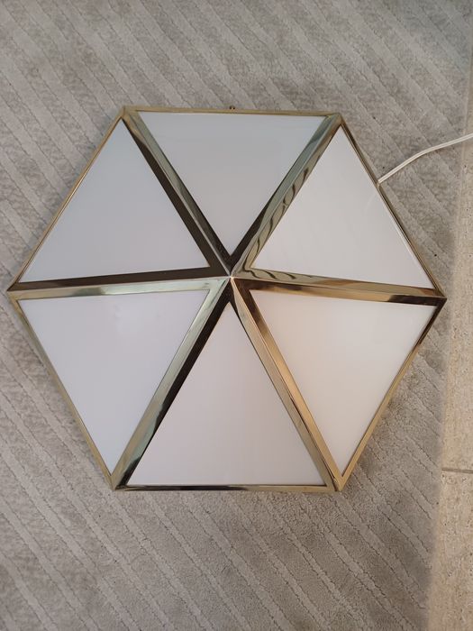 Accesoriu decor lumina vintage colectie alama opalina Austria 1960