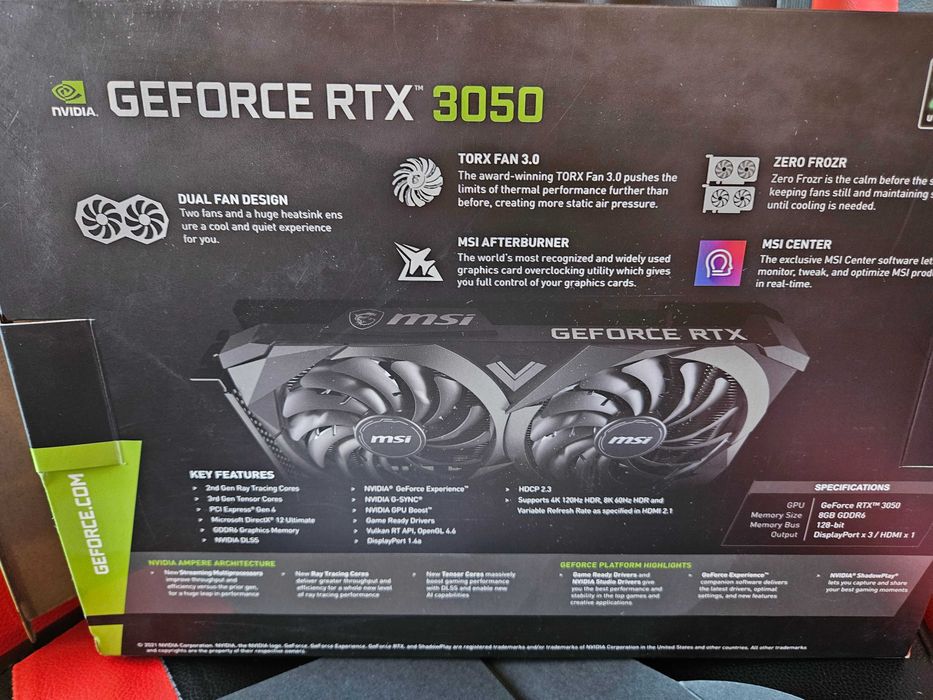 Видео карта : MSI RTX 3050 , 8 GB , OC
