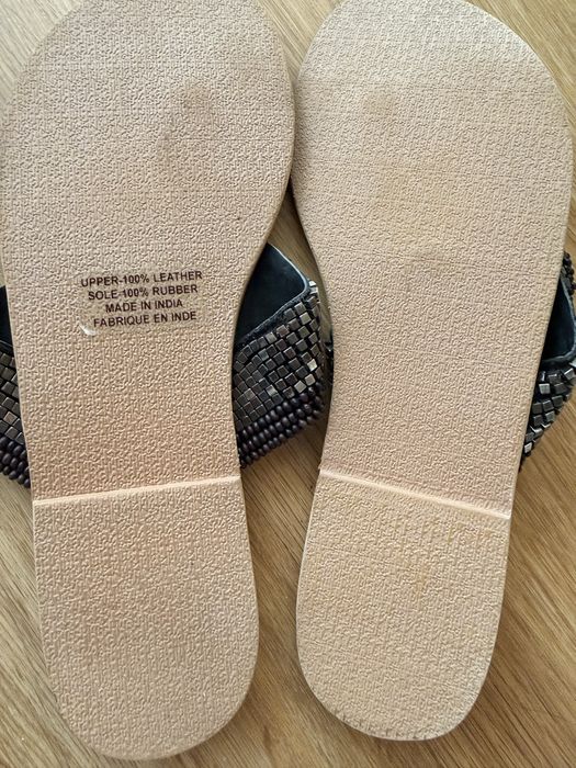 Sandale/ papuci stil boho - piele naturala si margele, 38