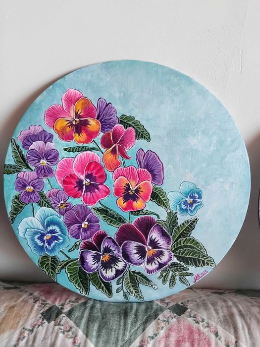 Мои картини-триптих-цветя-акрил.