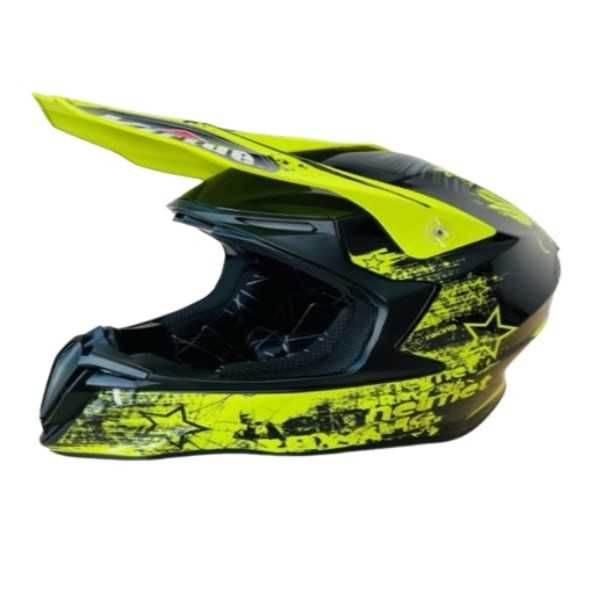 Кросова каска, За мотор, Атв, Велосипед, M и L размер, Черен с неон