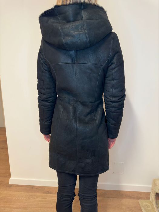 Cojoc din piele și blană naturală de miel merinos XS/34