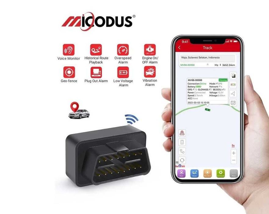 GPS тракер Micodus MV66 – OBD монтаж, аудио, геозони и история