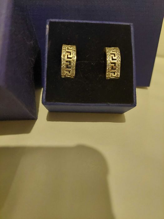 Cercei de argint marcati 925 rotunzi cu cutie si panga cadou Swarovski